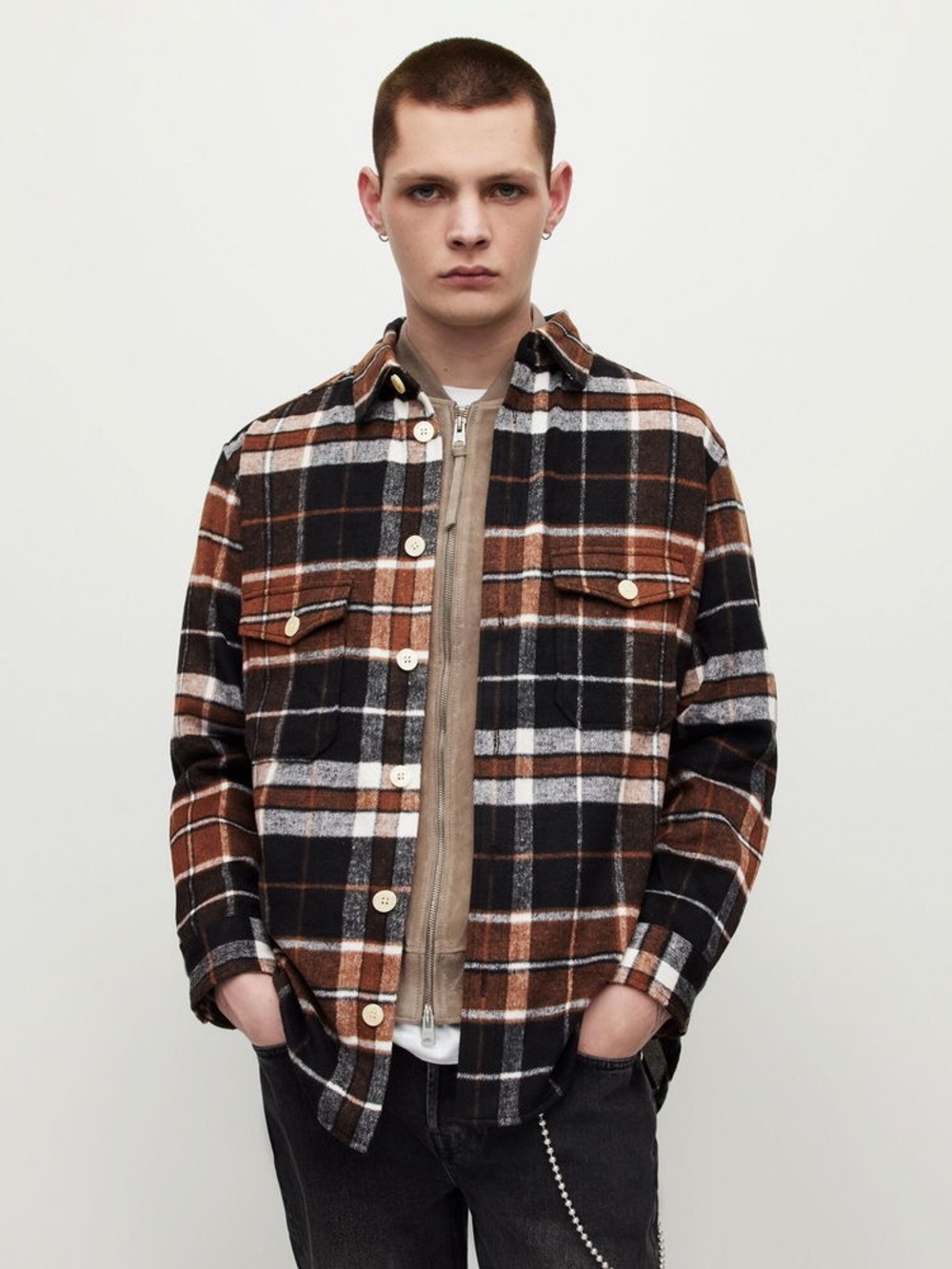 AllSaints Caribou Plaid Shirt Jacket Men's - Size Large